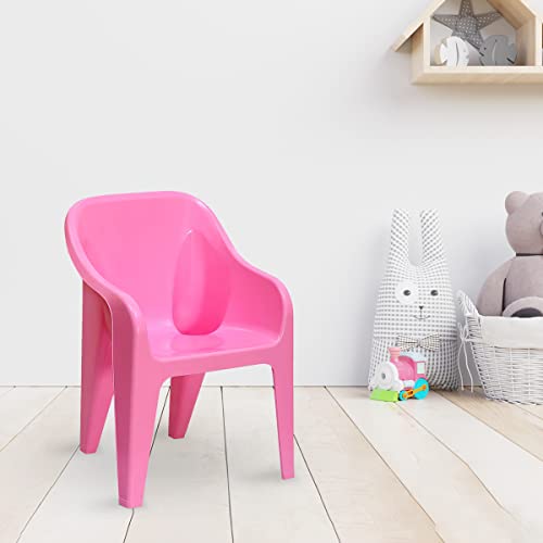 Nilkamal Plastic Eeezygo Baby Chair Modern & Comfortable with Arm & Backrest for Study Chair|Play|Bedroom|Kids Room|Living Room|Indoor-Outdoor|Dust Free|100% Polypropylene Stackable Chairs, Pink