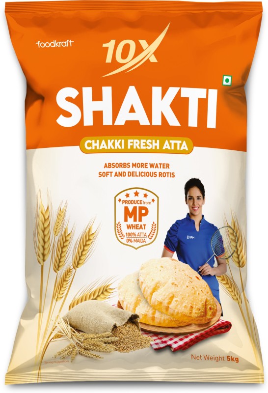 10X Shakti Chakki Fresh Atta, 5Kg(5000 G)