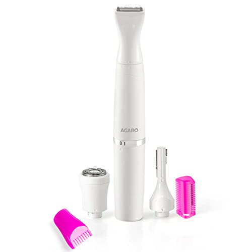 AGARO 2107 Battery Powered Rechargeable Multi Trimmer for Women, Eyebrow, Underarms and Bikini Trimmer, 1 Hour Usage, White (33622)