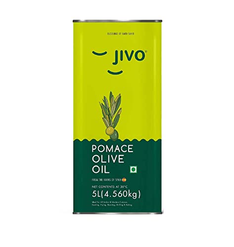 Jivo Pomace Cooking Olive Oil 5 Litre Tin | Recommendable for Roasting, Frying, Baking All type of Cuisines| Healthy Cooking Oil for Daily use |