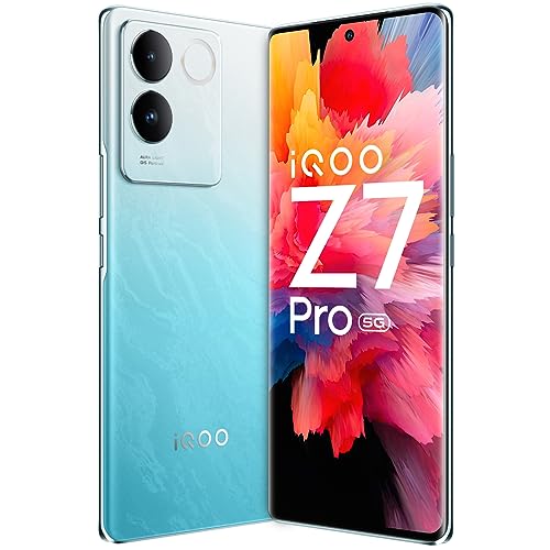 Iqoo Z7 Pro 5G (Blue Lagoon, 8Gb Ram, 256Gb Storage) | 3D Curved Amoled Display | 4Nm Mediatek Dimesity 7200 5G Processor | 64Mp Aura Light Ois Camera | Segment’S Slimmest & Lightest Smartphone
