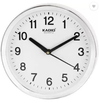 Kadio Analog 20 cm X 20 cm Wall Clock (White, with Glass, Standard)