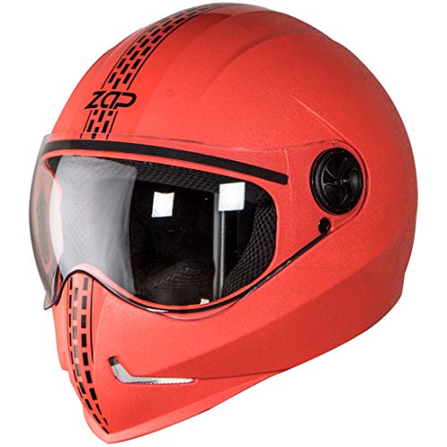 Steelbird SB-50 Adonis Zap Dashing ISI Certified Full Face Helmet (Large 600 MM, Red Black with Clear Visor)