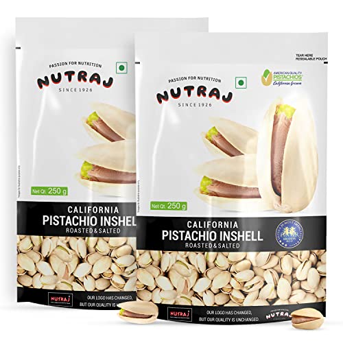 Nutraj California Roasted & Salted Inshell Pistachios 500g (250g x 2) | Salted Pista | Crunchy & Healthy | Healthy Snacks | Dry Fruits & Nuts | Rich in Vitamin & Minerals | Withshell Pistachio