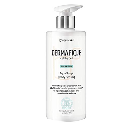Dermafique Aquasurge Body Serum, 300 ml – for Normal Skin – Hydrating and Moisturing Body Lotion – With 10 X Vitamin E – Repairs skin cell damage – Dermatologist Tested