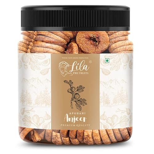 LILA DRY FRUITS Premium Dried Afghani Anjeer | Dried Figs | Rich Source of Fibre Calcium & Iron | Low in calories and Fat Free | Non-GMO Dried Anjir (500gm*2) Jar Pack