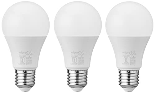 Wipro Garnet Base E27 9-Watt LED Bulb (Pack of 3, Cool Day Light)
