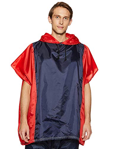 Amazon Brand – Solimo Water Resistant Polyester Poncho, Blue and Red, Free Size