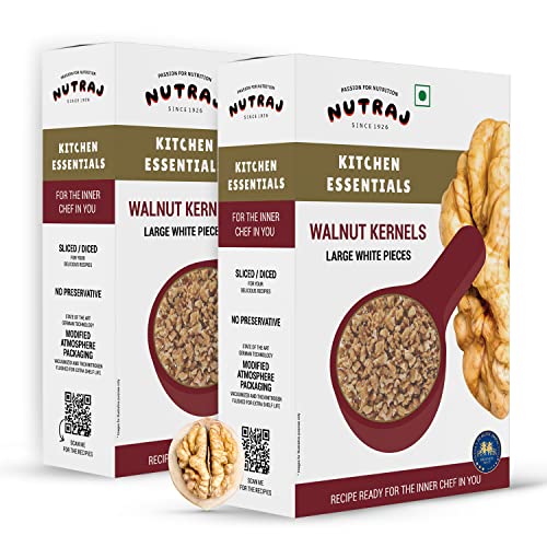 Nutraj 100% Natural Dried Premium Light Broken Walnut Kernels 400g (2 x 200g), (6-8 Pieces Broken) | Pure Without Shell Broken Walnut Kernels | Broken Walnut | Akhrot Giri Dry Fruit