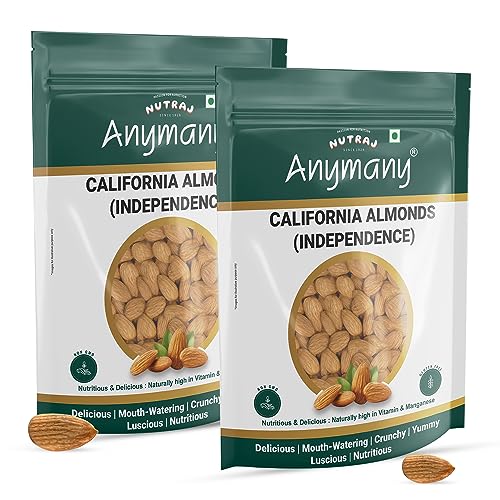 Nutraj ANYMANY California Almonds 800g (400g x 2) | Nutritious & Delicious | Premium Badam Giri | High in Fiber | Rich in Vitamin E & Manganese (Anymany California Almond (Independence)) (400g (Pack of 2))