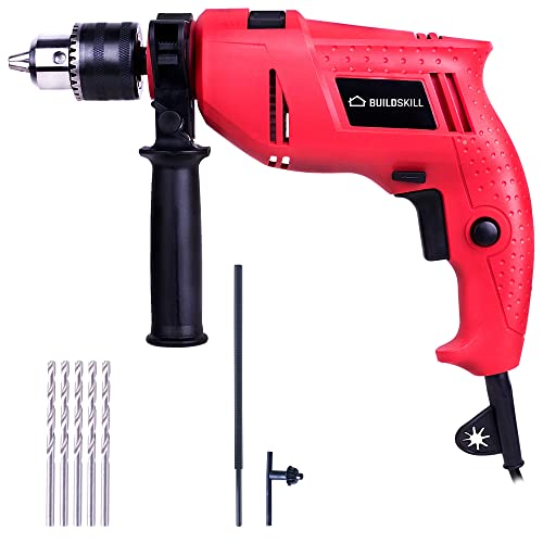 Buildskill Professional Diy Reversible Bgsb13Re Hammer Drill Machine With 5 Bits Hammer Drill (13 Mm Chuck Size, 500 W)