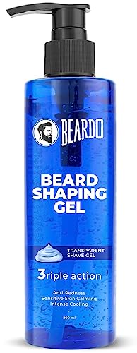 Beardo Beard Shaping Gel, 200ml | 3riple Action Transparent Shaving Gel for Men | Anti-Redness | Sensitive Skin Calming | Intense Cooling