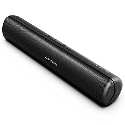 Ambrane 16W Portable Soundbar, 5 Hours Playtime, Boostedbass Wireless Speaker With Mesh Design, Crystal-Clear Sound Quality,Waterproof, In-Built Mic With Voice Assistance (Evoke Beam 16, Black)
