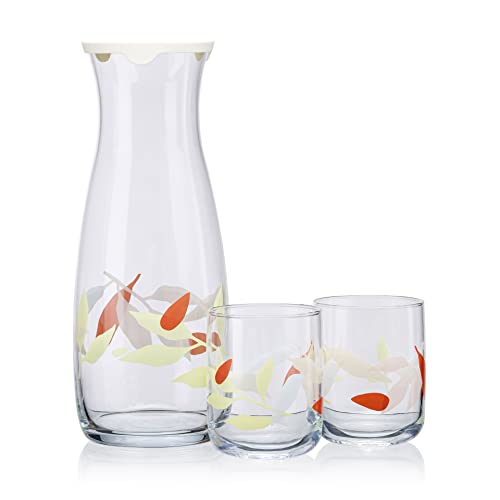 Pasabahce Cotton Candy Glass Juice Set from House of Pasabahce from Turkey, Printed Transparent Cotton Candy Glass Juice Set, 1180 ml + 350 ml in Set of 1+2 Pcs, Perfect fit for Water/Juice.