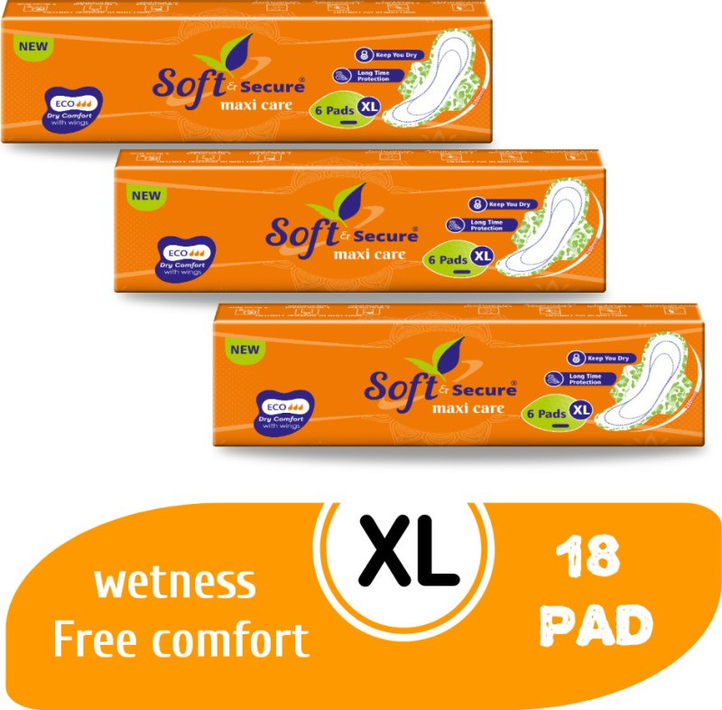 Soft & Secure Dry Feel Xl Sanitary
Pad, Soft & Rash Free For Heavy Flow Sanitary Pad Sanitary Pad(Pack Of 18)