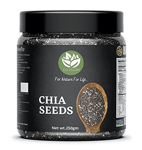 Go Vegan Raw Unroasted Chia Seeds – 250 Gram Jar Pack | Omega 3 And Fiber For Weight Loss