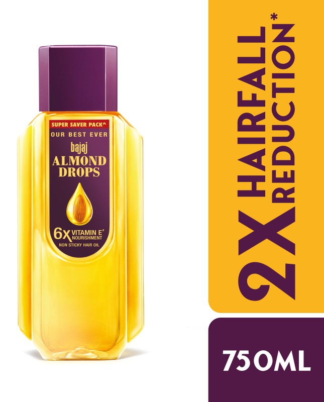 Bajaj Almond Drops Hair Oil|6X Vitamin E Nourishment|Non-Sticky Hair Oil 750Ml Hair Oil(750 Ml)