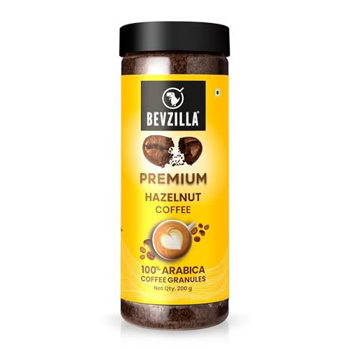 Bevzilla 200 Gram Instant Classic Strong Coffee Powder(Hazelnut) | Make 100 Cups | 100% Arabica| Strong Coffee| Classic Coffee| Espresso, Latte & Cappucino| Hot & Cold Coffee | Unbreakable Jar