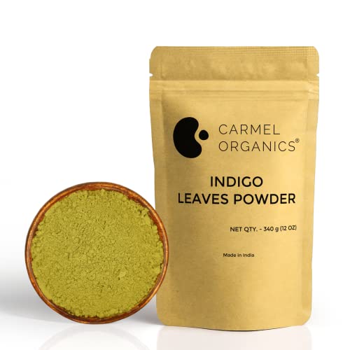 Carmel Organics Indigo Leaves Powder 340 Grams For Hair Colour (Pack Of 1) | No Added Preservatives | Avuri/Avuri Akulu Powder | Indigofera Tinctoria Powder