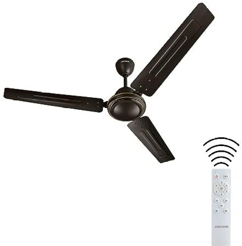 Anchor By Panasonic 5 Star Rated 370 Rpm Bldc With Remote 1200 Mm 3 Blade Ceiling Fan(Smoke Brown, Pack Of 1)