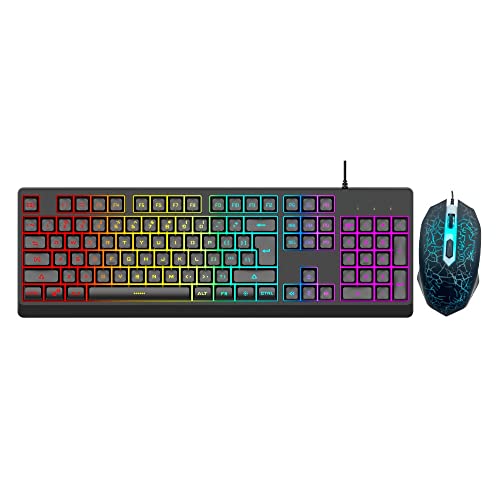 Dyazo Wired Gaming Keyboard And Mouse Combo Static Rgb Static Light (Only 2 Modes On & Off) For Windows Compatible For Pc, Laptop (Black)