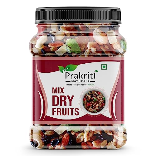 Prakriti Naturals Healthy Nutmix 1Kg Almonds, Black Raisins, Cashewnuts, Cranberries, Green Raisins, Walnut Kernels & Many More