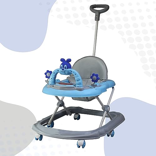 Evoshine Baby Sweety Walker Foldable Design With Parent Handle Rod And Big Comfortable Seat Cushion For Babies 6-18 Months – Perfect Toy And Walking Support For Boys And Girls (Blue)
