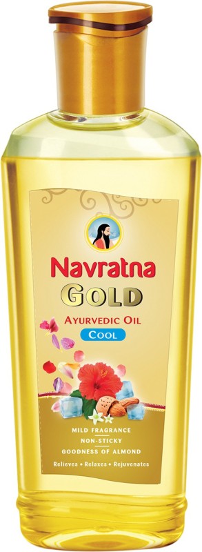 Navratna Gold Ayurvedic Cool Oil|Non Sticky & Non Greasy|With Almonds Hair Oil(500 Ml)