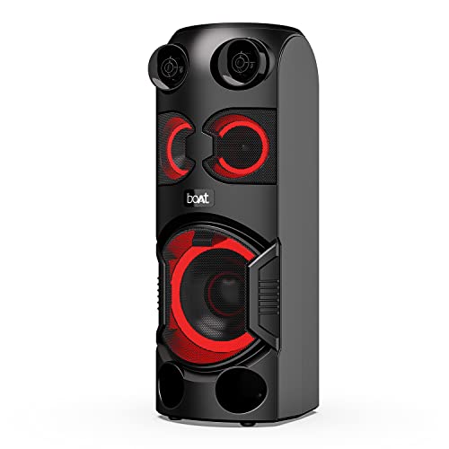 Boat Partypal 200/208 70W Rms Stereo Party Speaker With Stunning Leds, Multi Compatibility Modes, 7Hrs Playtime, Tws Feature, Mic For Karaoke, Dual Eqs, Fm, Master Remote Control(Phantom Black)