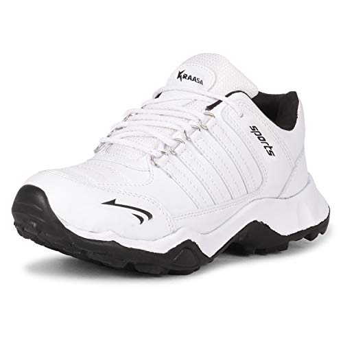 Kraasa Fortune-21 Sports Shoes For Men | Latest Stylish Casual Sneakers For Men | Lace Up Lightweight Shoes For Running, Walking, Gym, Trekking, Hiking & Party Running Shoes For Men White Uk 8