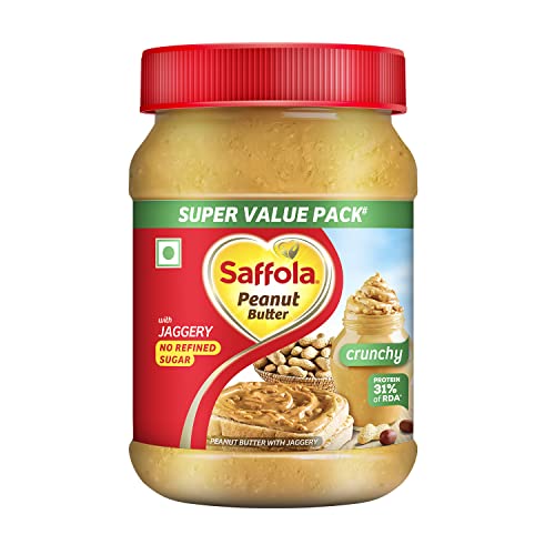 Saffola Peanut Butter Crunchy| High Protein Peanut Butter | Only Jaggery, No Refined Sugar, 850G/900G