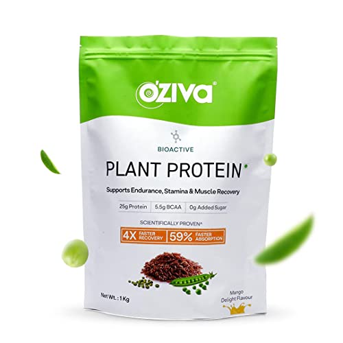 Oziva Organic Plant Protein For Everyday Fitness | 25G Protein – Pea Isolate || Complete Plant Protein Powder | No Added Sugar, Certified Clean & Vegan (Mango, 1Kg)