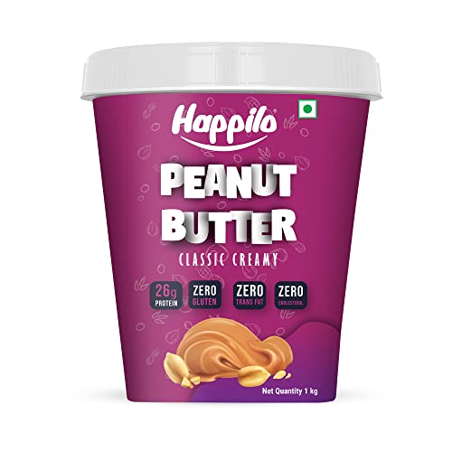 Happilo Classic Peanut Butter Creamy 1Kg, Protein Rich, Roasted Peanuts, No Added Sugar