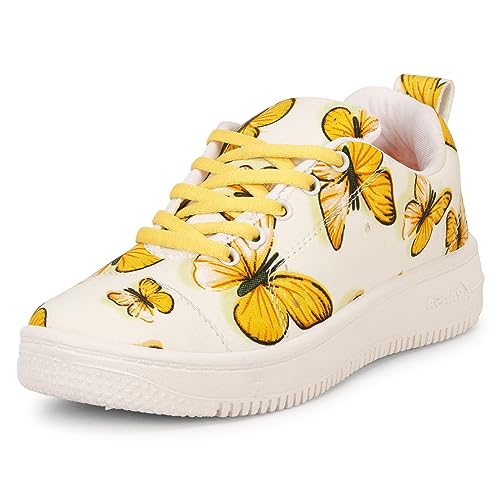Kraasa Oneness 2.0 Sneakers For Women & Girls, Casuals For Women Butterfly Uk 6 Yellow