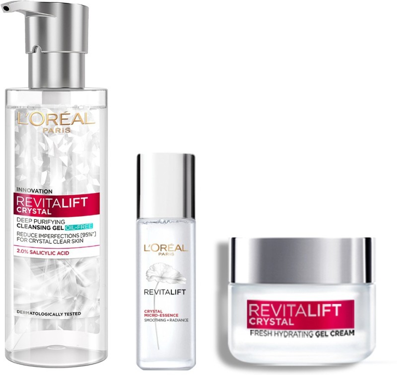 L’Oréal Paris Revitalift Crystal 3 Step Crystal Clear Regime (Cleanse + Treat + Protect)157 Ml(3 Items In The Set)