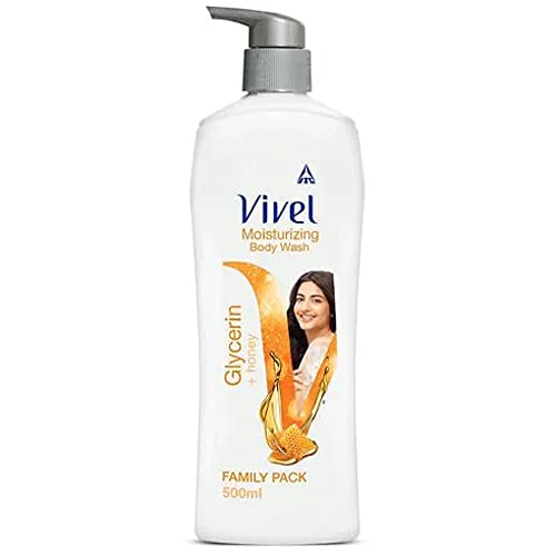 Vivel Body Wash, Glycerin & Honey, Moisturising Shower Gel, For Glowing Skin, 500Ml Pump, For Women And Men, Natural