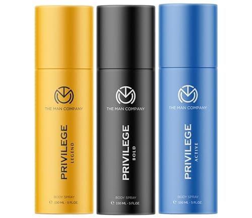 The Man Company Privilege Deodorants For Men – Active, Bold & Legend, Premium Long Lasting Fragrance, Everyday Use Deo Trio Pack (150Ml* 3)