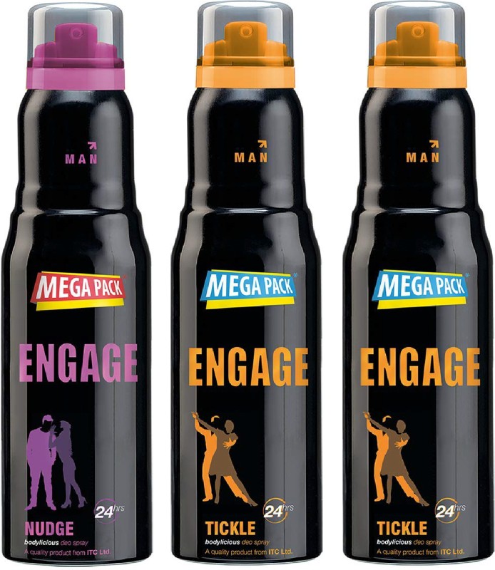 Engage Deo Combo 1 Nudge 220Ml And 2 Tickle 220Ml Deodorant Spray  –  For Men(660 Ml, Pack Of 3)