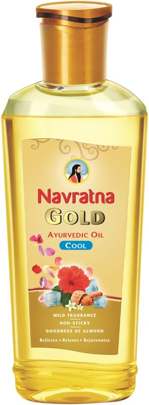 Navratna Gold Ayurvedic Oil|Non Sticky & Non Greasy|With Almonds & 9 Herbs Hair Oil(300 Ml)