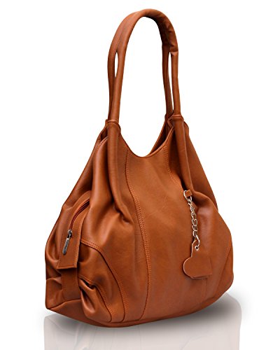 Fostelo Women’S Style Diva Faux Leather Handbag (Tan) (Large)