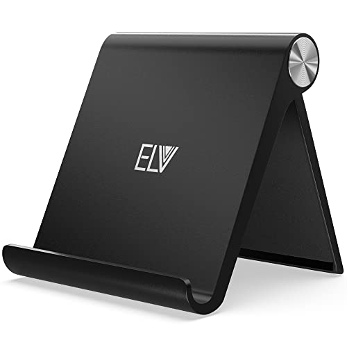 Elv Foldable, Portable, Tablet/Phone Stand. Compatible Phone Holder For Iphone, Android, Samsung, Oneplus, Xiaomi, Oppo, Vivo, Asus. Perfect For Bed,Office, Home,Gift And Desktop (Black)
