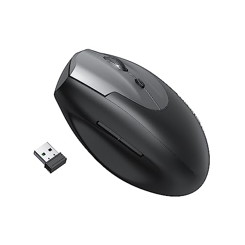 Amazon Basics Ergonomic Mouse, Vertical Mouse 6 Buttons Adjustable Upto 1600 Dpi With Usb Computer Mouse, 2.4G Optical Wireless Mouse For Laptop/Mac/Pc