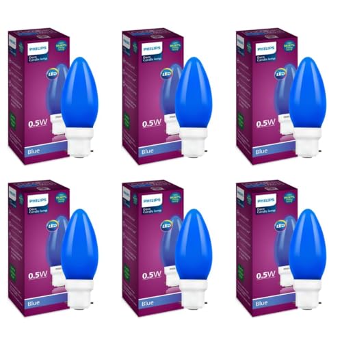Philips Led Deco Blue 0.5W Glass Candle (Pack Of 6)