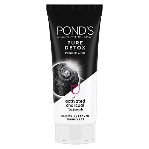 Pond’S Pure Detox Face Wash 100 G, Daily Exfoliating & Brightening Cleanser, Deep Cleans Oily Skin – With Activated Charcoal For Fresh, Glowing Skin