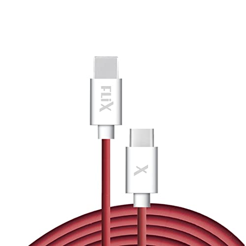 Flix (Beetel Oneplus Dash Warp Charge Cable, 6.5A Type-C To Usb C Pd Data Sync Fast Charging Cable Compatible With One Plus 8T/ 9/ 9R/ 9 Pro/ 9Rt/ 10R/ Nord & For All Type C Devices–Red,1 Meter