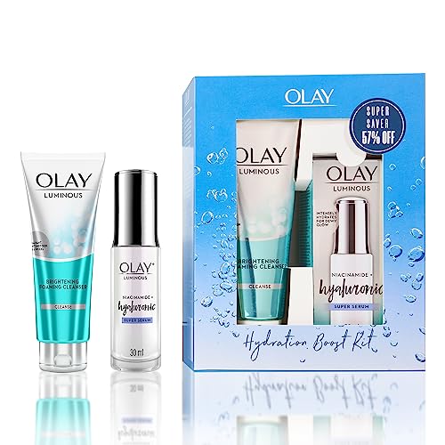 Olay Hydration Boost Kit For Dewy Glow | Hyaluronic Serum With Free Cleanser L Intense Hydration | Pure Niacinamide L Normal, Oily, Dry & Combination Skin L Parabens & Sulphate Free