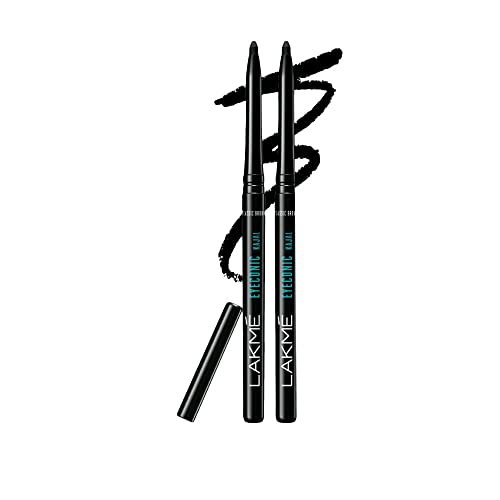Lakmé Eyeconic Black Kajal 0.35 G (Combo Pack Of 2) Matte Kohl Liner In A Twist Up Pencil – Waterproof, Smudge Proof & Long Lasting Eye Makeup