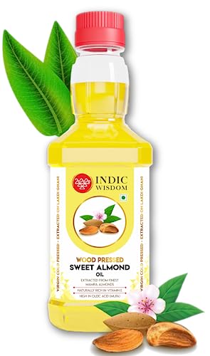 Indicwisdom Wood Pressed Sweet Almond Oil 100Ml (Mamra Almonds – Cold Pressed – Extracted On Wooden Churner) | Kolhu/Kacchi Ghani / Chekku