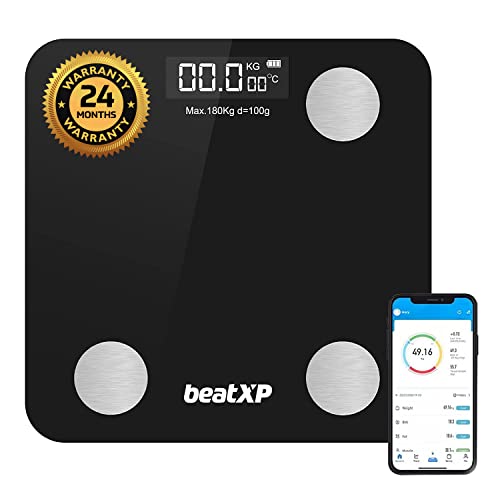 Beatxp Smart Bluetooth Bmi Weight Machine For Body Weight With 12 Essential Body Parameters, Wireless Body Composition Scale With Easy App Sync