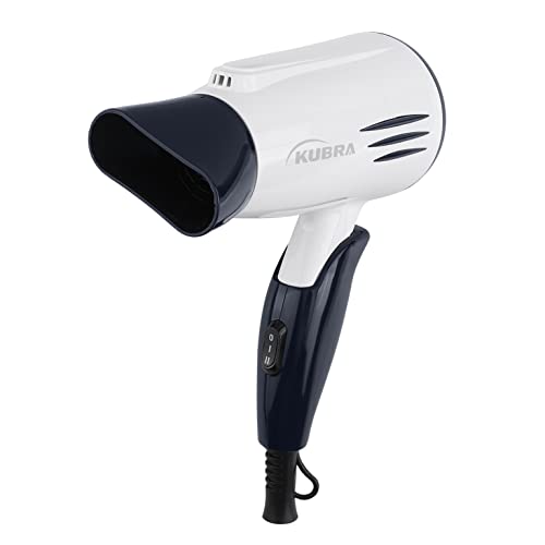 Kubra Kb-128 1200 Watts Hair Dryer With Automatic Overheat Protection With One Detachable Nozzle (Blue And White)